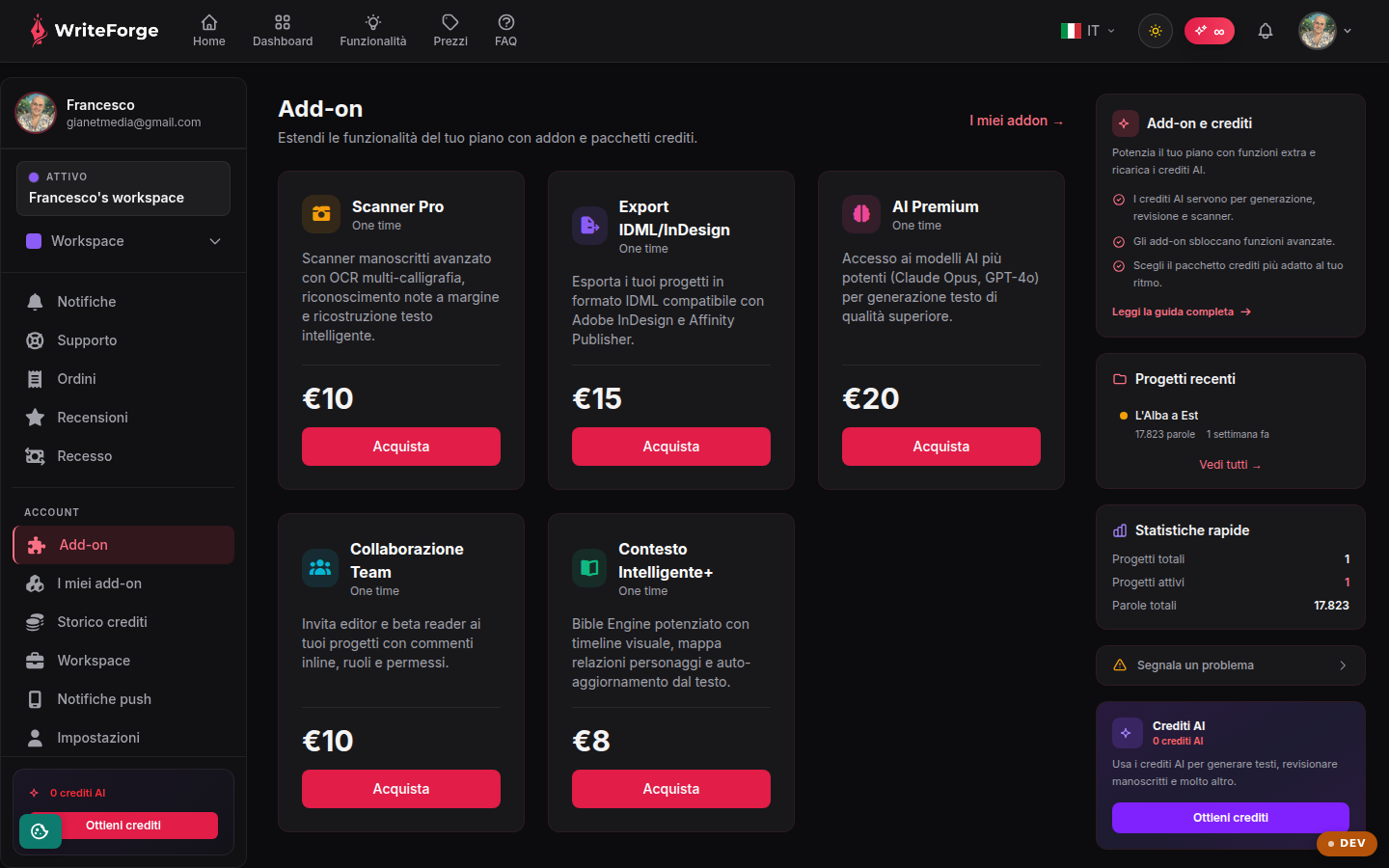 Add-on e crediti