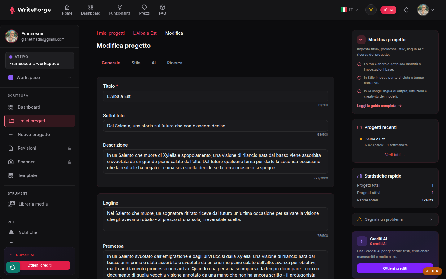 Modifica progetto