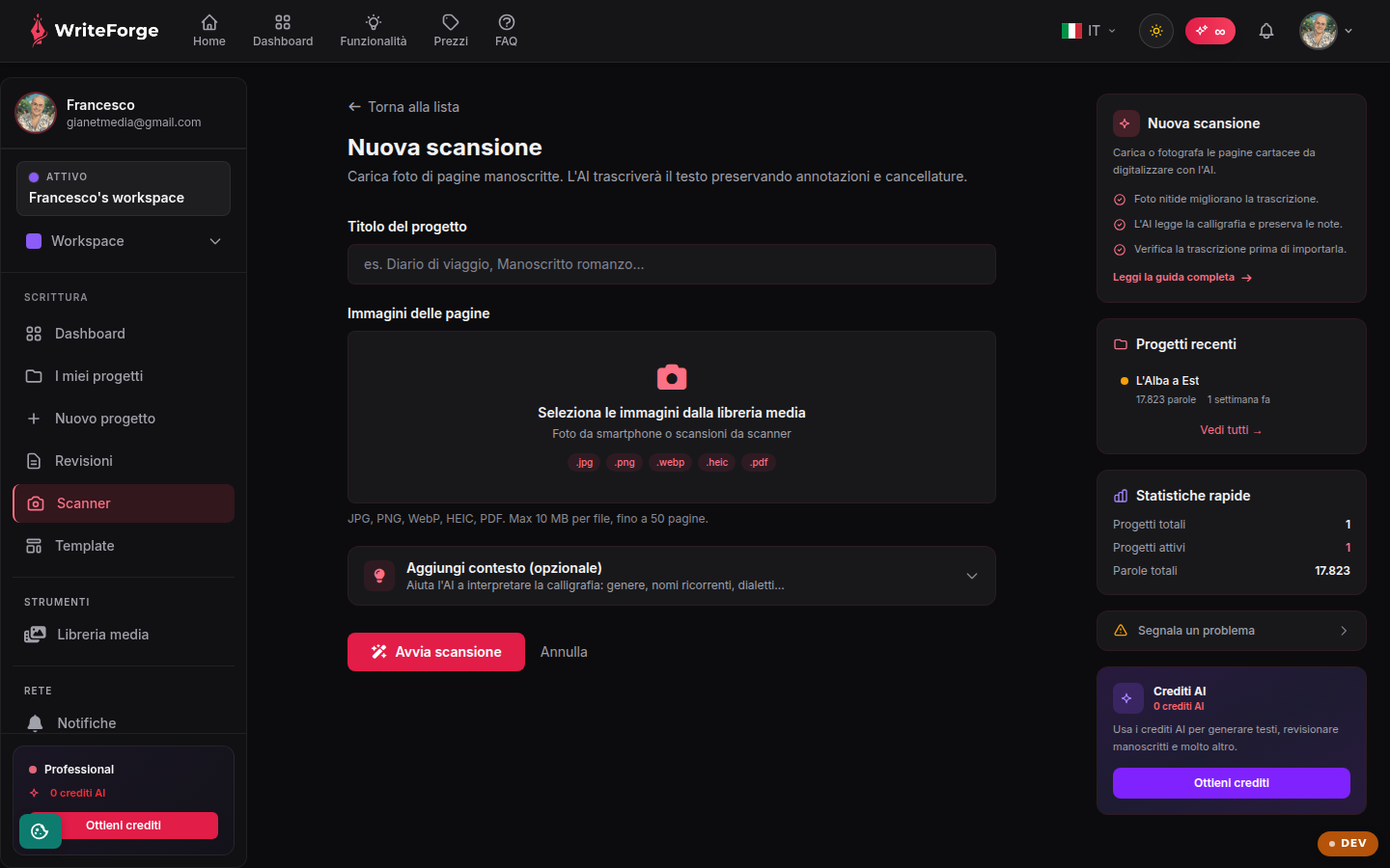 Nuova scansione